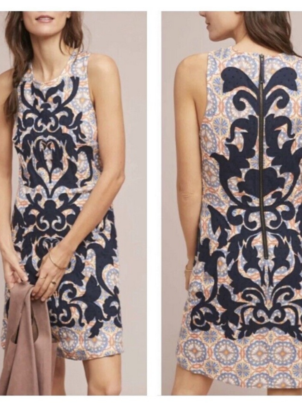 by Anthropologie x Vanessa Virginia Mosaic Embroidered Shift Mini Dress